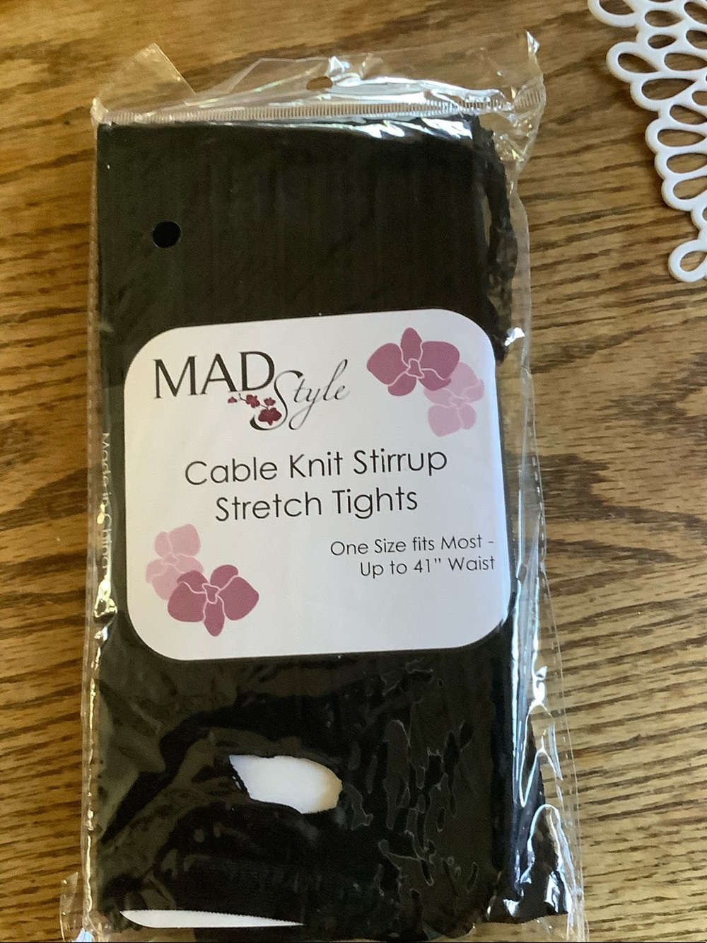 Black Cable Knit Stirrup Tights